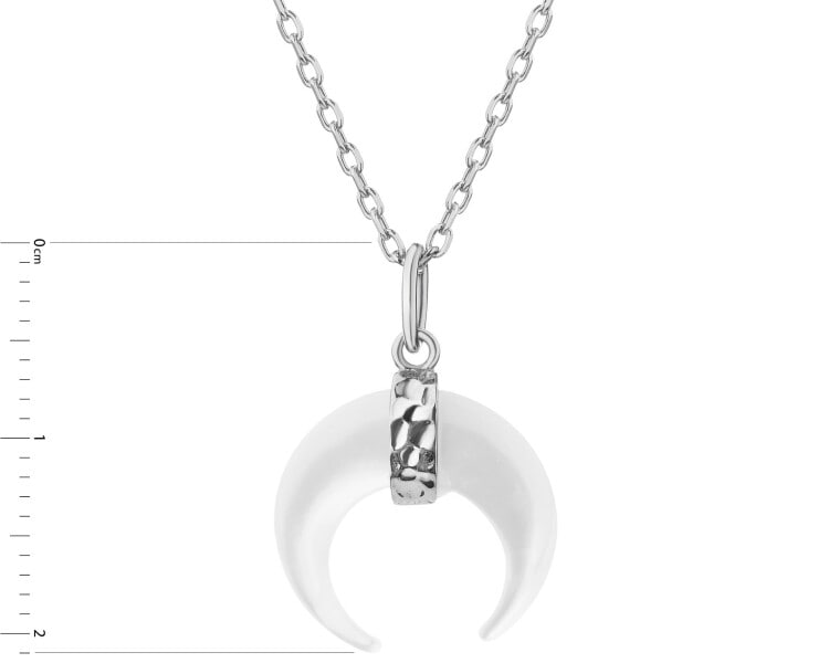 Rhodium Plated Silver Necklace with Mother Of Pearl