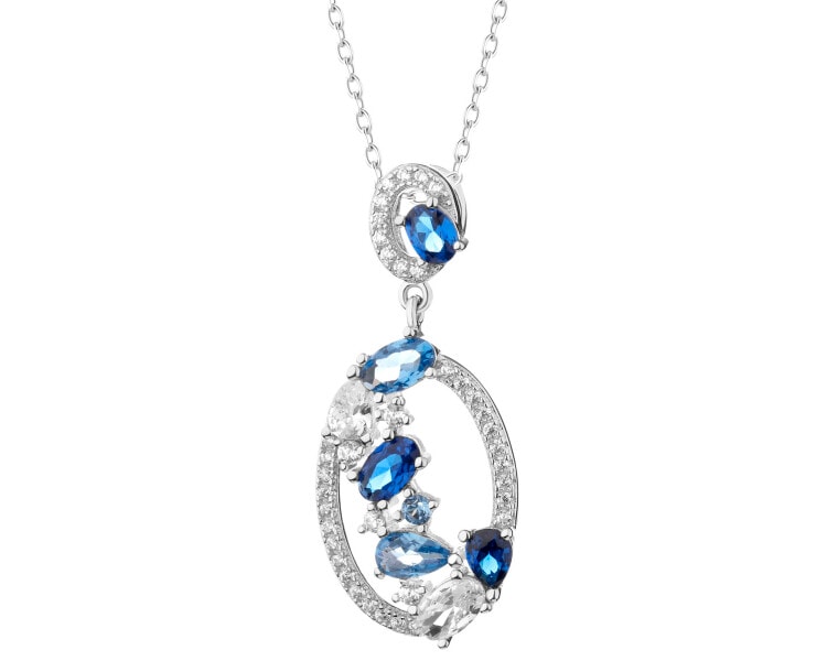 Rhodium Plated Silver Pendant with Cubic Zirconia