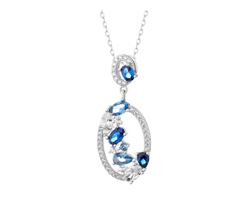 Rhodium Plated Silver Pendant with Cubic Zirconia