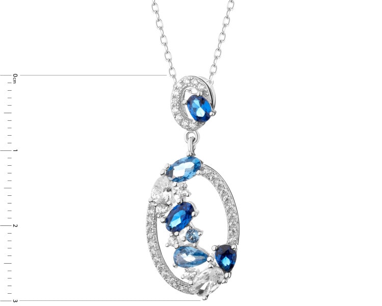 Rhodium Plated Silver Pendant with Cubic Zirconia