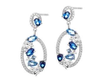 Rhodium Plated Silver Dangling Earring with Cubic Zirconia