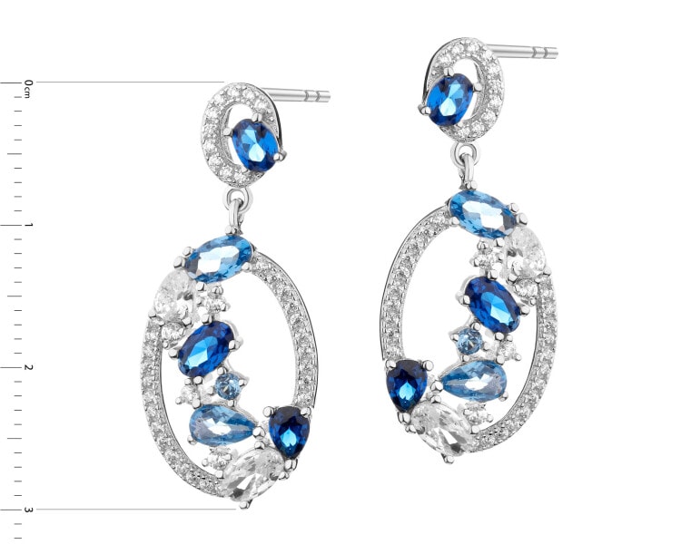 Rhodium Plated Silver Dangling Earring with Cubic Zirconia