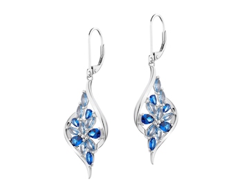 Rhodium Plated Silver Dangling Earring with Cubic Zirconia