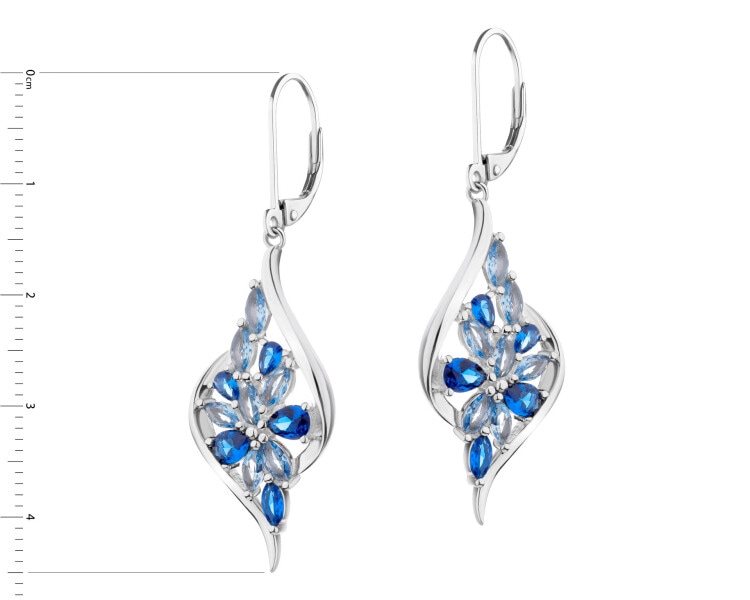 Rhodium Plated Silver Dangling Earring with Cubic Zirconia