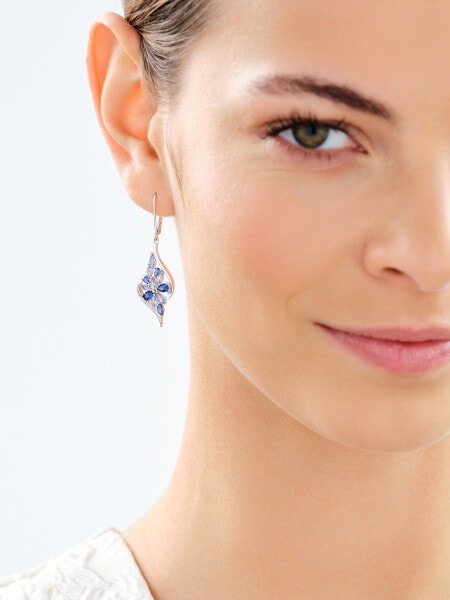 Rhodium Plated Silver Dangling Earring with Cubic Zirconia