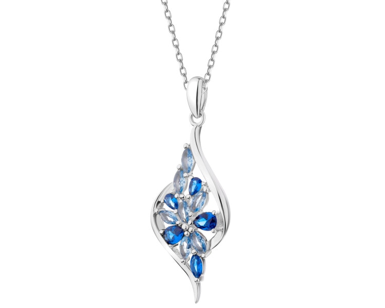 Rhodium Plated Silver Pendant with Cubic Zirconia