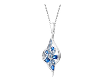 Rhodium Plated Silver Pendant with Cubic Zirconia