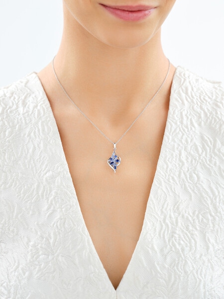 Rhodium Plated Silver Pendant with Cubic Zirconia