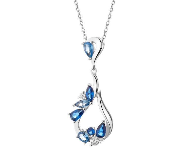 Rhodium Plated Silver Pendant with Cubic Zirconia