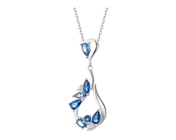 Rhodium Plated Silver Pendant with Cubic Zirconia