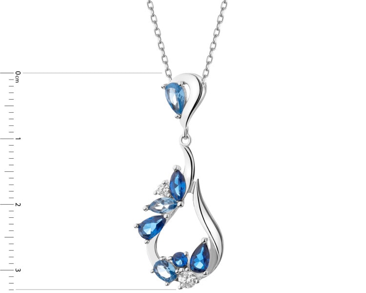 Rhodium Plated Silver Pendant with Cubic Zirconia