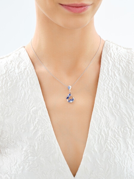 Rhodium Plated Silver Pendant with Cubic Zirconia