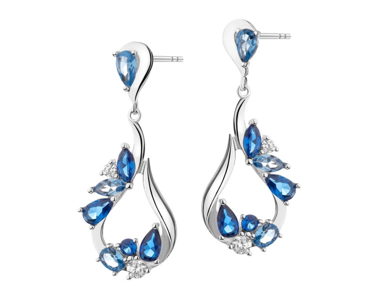 Rhodium Plated Silver Dangling Earring with Cubic Zirconia