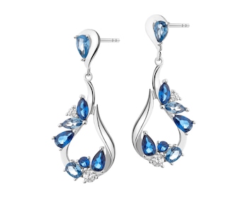 Rhodium Plated Silver Dangling Earring with Cubic Zirconia