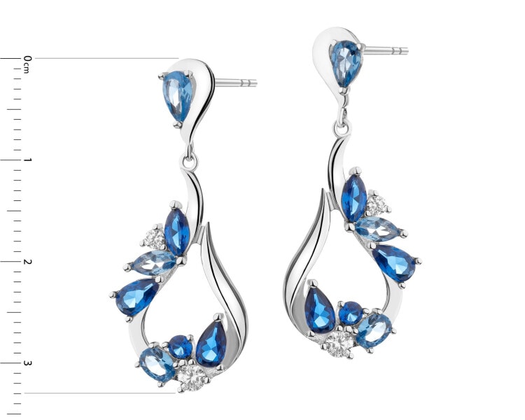 Rhodium Plated Silver Dangling Earring with Cubic Zirconia