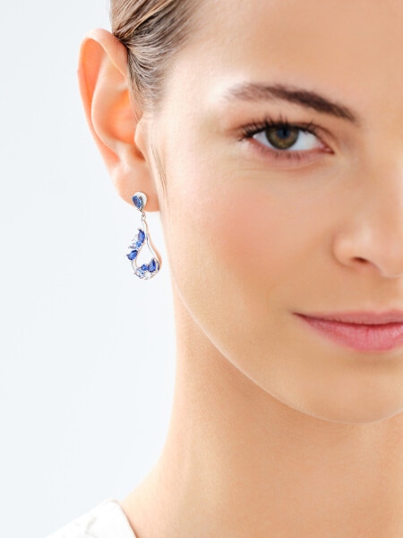 Rhodium Plated Silver Dangling Earring with Cubic Zirconia