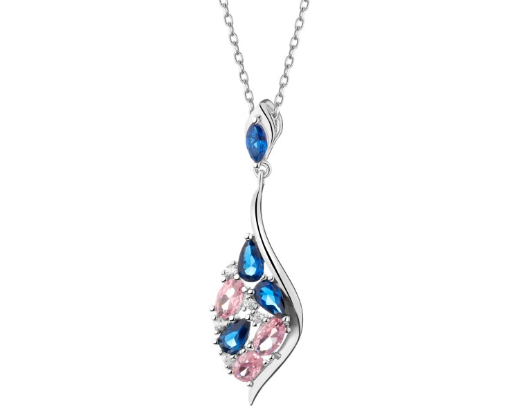 Rhodium Plated Silver Pendant with Cubic Zirconia