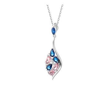 Rhodium Plated Silver Pendant with Cubic Zirconia