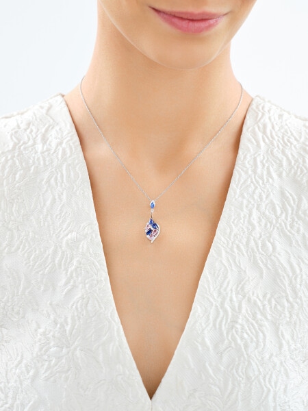 Rhodium Plated Silver Pendant with Cubic Zirconia