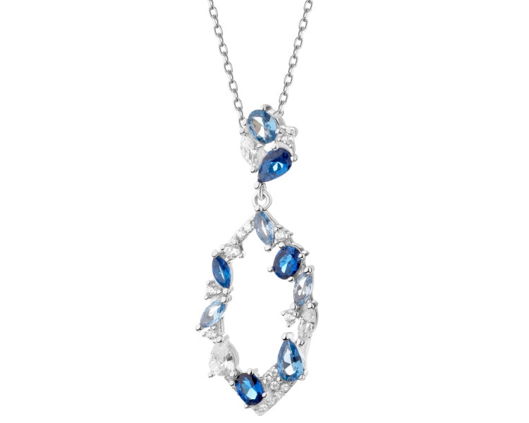 Rhodium Plated Silver Pendant with Cubic Zirconia