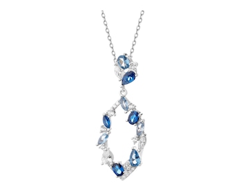 Rhodium Plated Silver Pendant with Cubic Zirconia