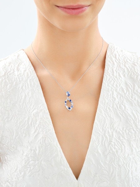 Rhodium Plated Silver Pendant with Cubic Zirconia