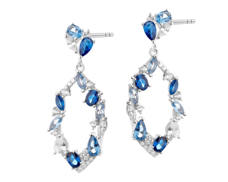 Rhodium Plated Silver Dangling Earring with Cubic Zirconia