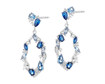 Rhodium Plated Silver Dangling Earring with Cubic Zirconia