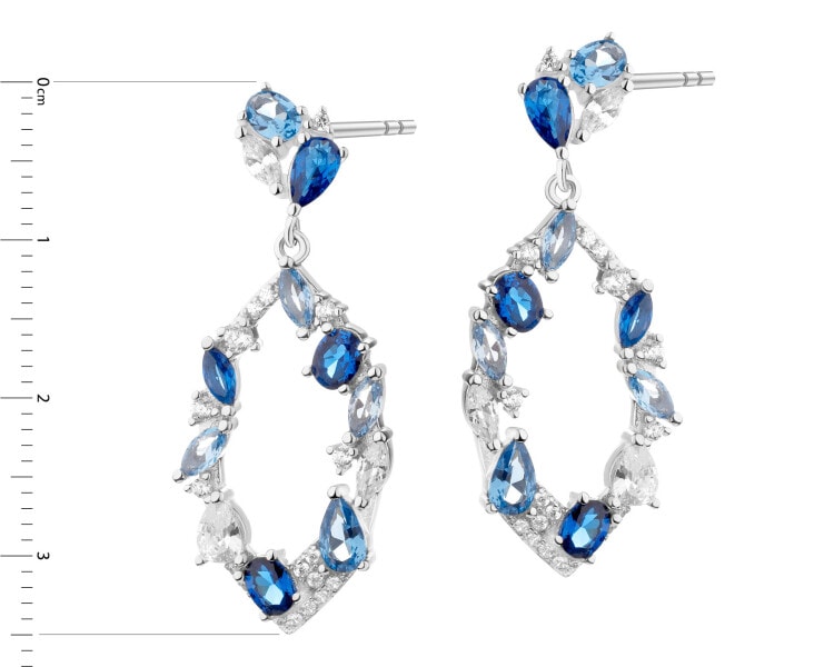 Rhodium Plated Silver Dangling Earring with Cubic Zirconia