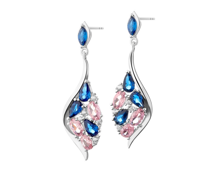 Rhodium Plated Silver Dangling Earring with Cubic Zirconia