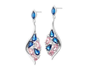 Rhodium Plated Silver Dangling Earring with Cubic Zirconia