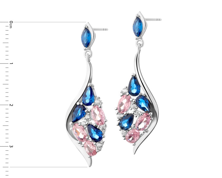 Rhodium Plated Silver Dangling Earring with Cubic Zirconia