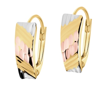 14 K Yellow, Rose & Rhodium Plated White Gold Earrings 