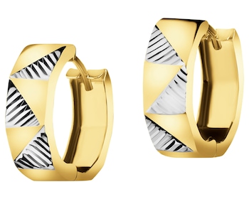 8 K Rhodium-Plated Yellow Gold Hoop Earring 