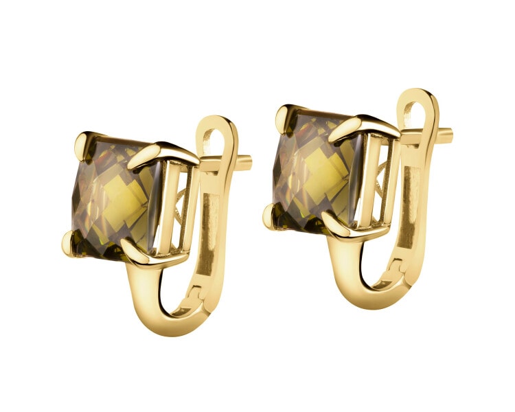 14 K Yellow Gold Earrings with Cubic Zirconia