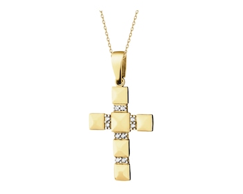 14 K Rhodium-Plated Yellow Gold Pendant with Cubic Zirconia