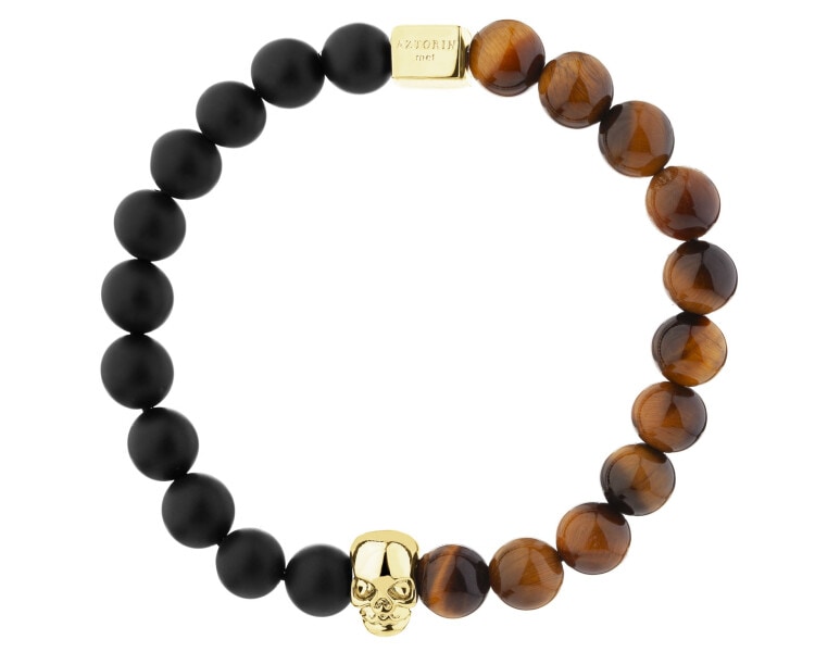 Gold-Plated Brass Bracelet with Agate