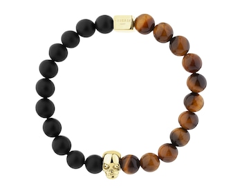 Gold-Plated Brass Bracelet with Agate