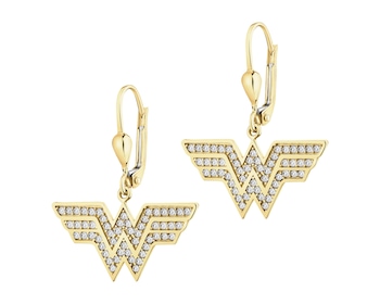 Gold earrings with zirconia - DC, Wonder Woman, Warner Bros. Discovery