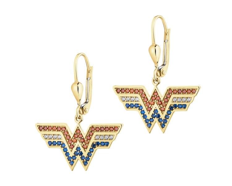 Gold earrings with zirconia - DC, Wonder Woman, Warner Bros. Discovery