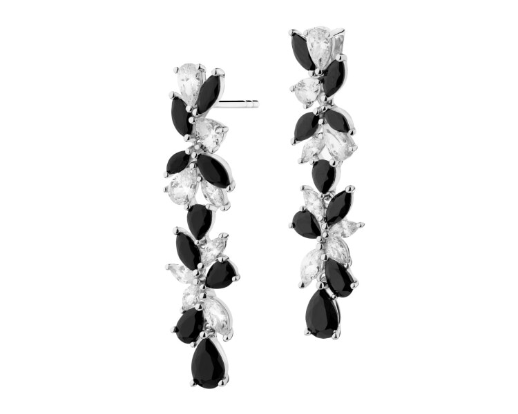 Rhodium Plated Silver Dangling Earring with Cubic Zirconia