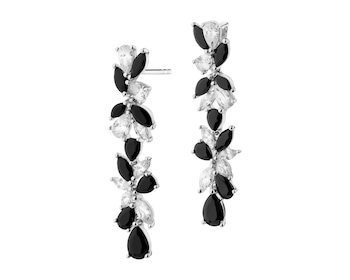 Rhodium Plated Silver Dangling Earring with Cubic Zirconia