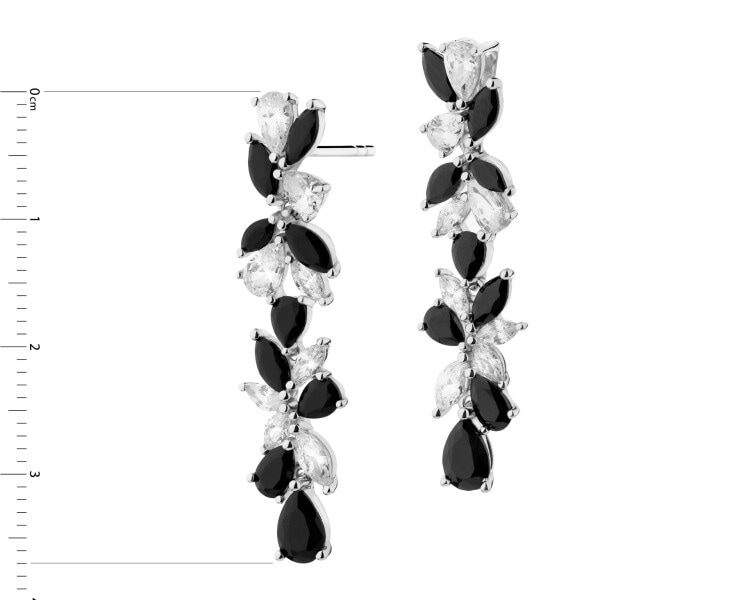 Rhodium Plated Silver Dangling Earring with Cubic Zirconia