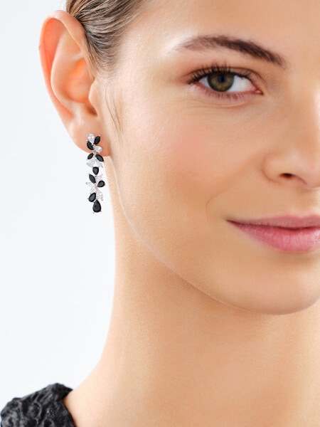 Rhodium Plated Silver Dangling Earring with Cubic Zirconia