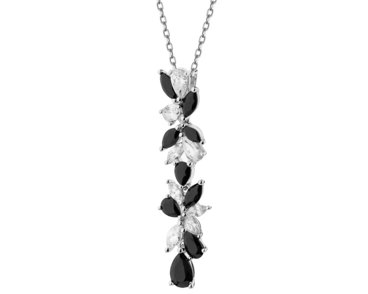 Rhodium Plated Silver Pendant with Cubic Zirconia