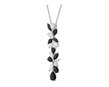 Rhodium Plated Silver Pendant with Cubic Zirconia