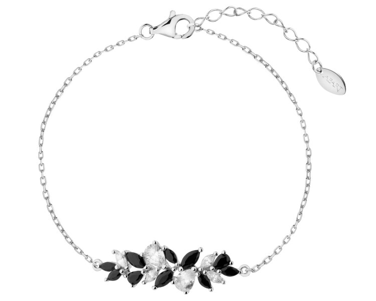 Rhodium Plated Silver Bracelet with Cubic Zirconia