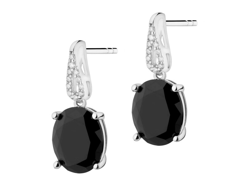 Rhodium Plated Silver Dangling Earring with Cubic Zirconia