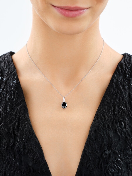 Rhodium Plated Silver Pendant with Cubic Zirconia