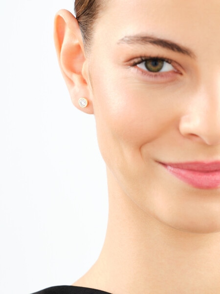 14 K Rhodium-Plated Yellow Gold Earrings with Laboratory Diamonds - 1,04 ct - fineness 14 K